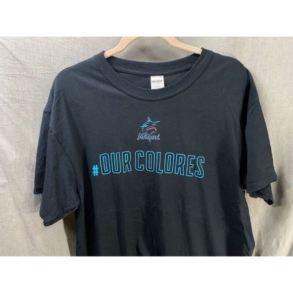 Miami Marlins Our Colores Shirt Adult Large Black Short Sleeve Pullover Tee Mens - Picture 2 of 9